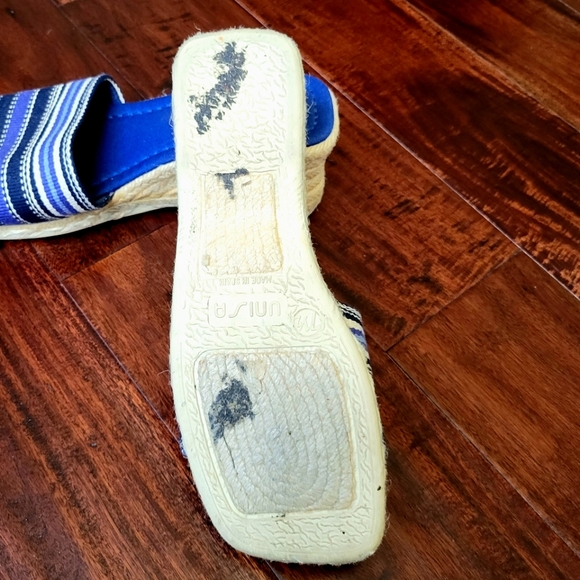Unisa Espradilles Size 7.5 Unisa Wedge Sandals Womens Blue White Stripes - Picture 7 of 9